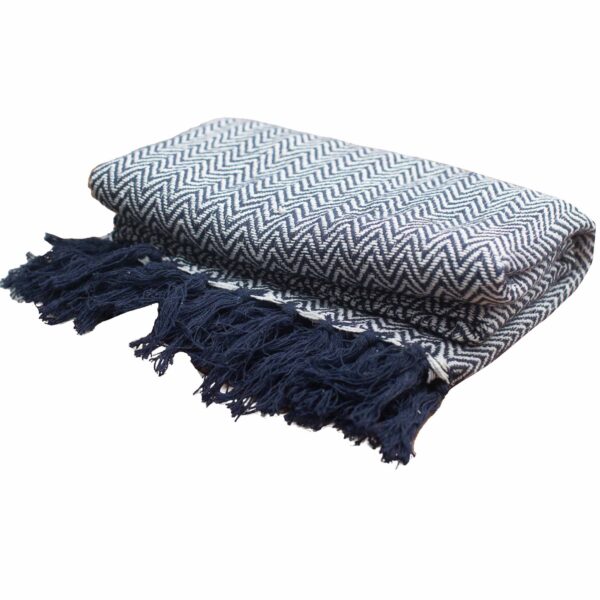 Boho pleed Navy Zig-Zag - Image 4