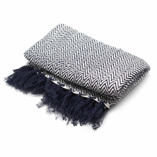 Boho pleed Navy Zig-Zag - Image 5