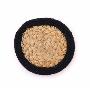 Naturaalne klaasialus jute ja puuvillaga -Must-